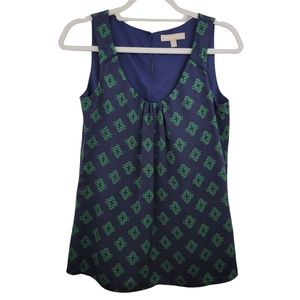 Banana Republic Blue And Green Pattern Flowy Tank Top Size Xsmall